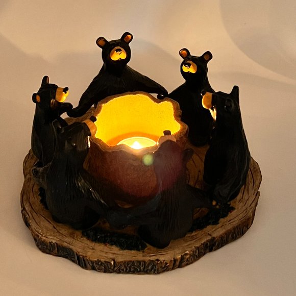 Vtg Circle Of Bears Bear Foots Jeff Fleming Big Sky Carvers Votive Candle Holder - Picture 3 of 16